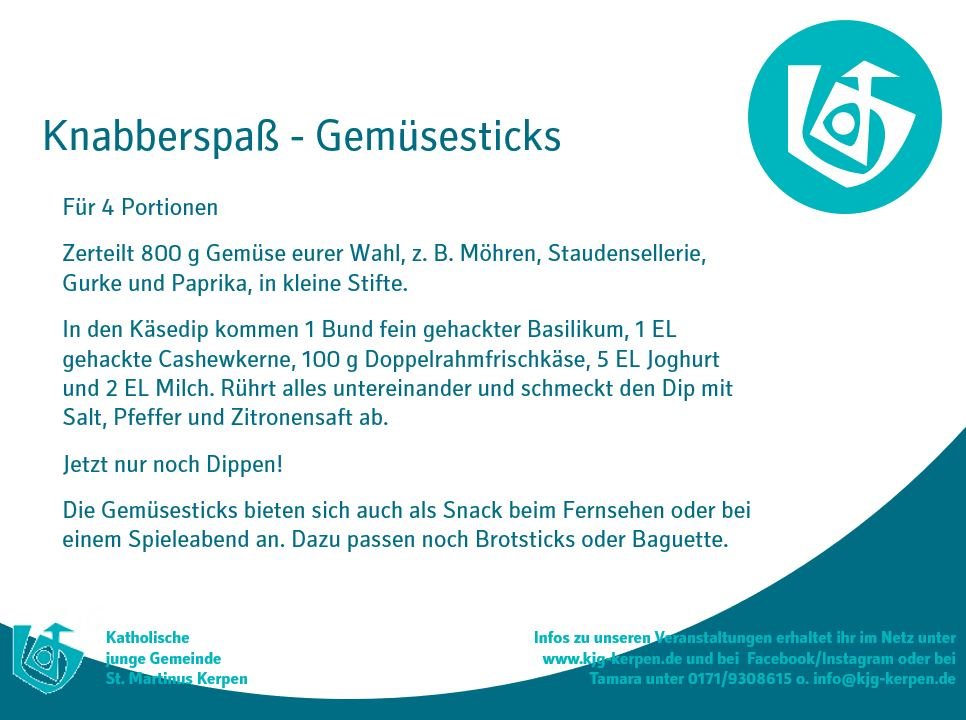 Knabberspaß - Gemüsesticks (c) KjG-St. Martinus Kerpen_TD